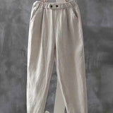 Pantalones casuales de mujer – Corte holgado – Cintura elástica – Tejido transpirable – Largo hasta el tobillo