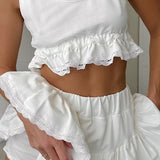 Conjunto de salón transpirable sin mangas con top y pantalones cortos.