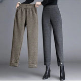 Pantalones rectos Sophie Chevron | Pantalones de lana