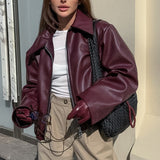 Elegante chaqueta de moto de PU mate