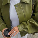 Chaqueta vintage de piel sintética verde