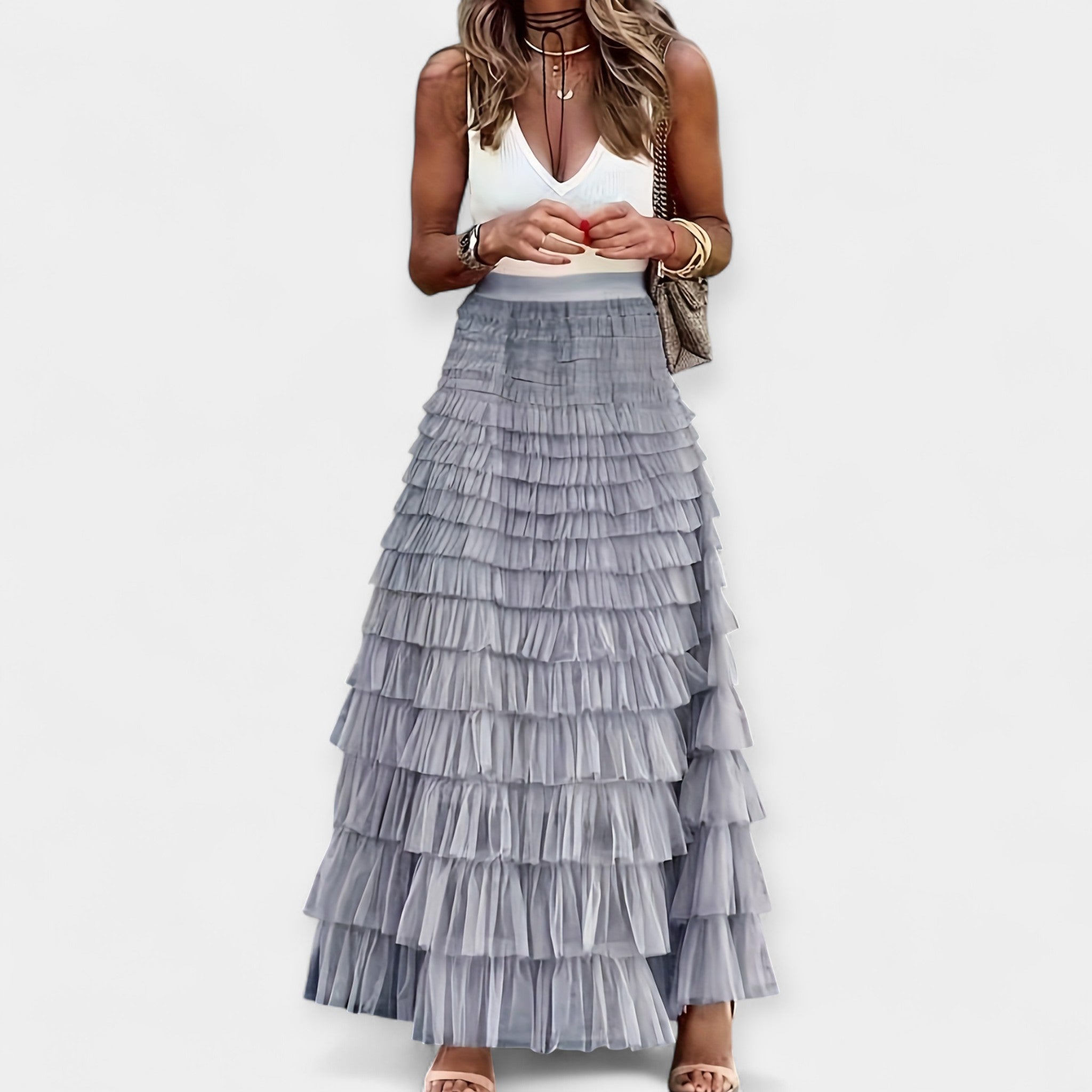 Valerie - Falda Boho con Borde de Satén de Malla