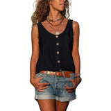 Top de mujer - Sin mangas - Abotonado - Corte holgado - Estilo casual