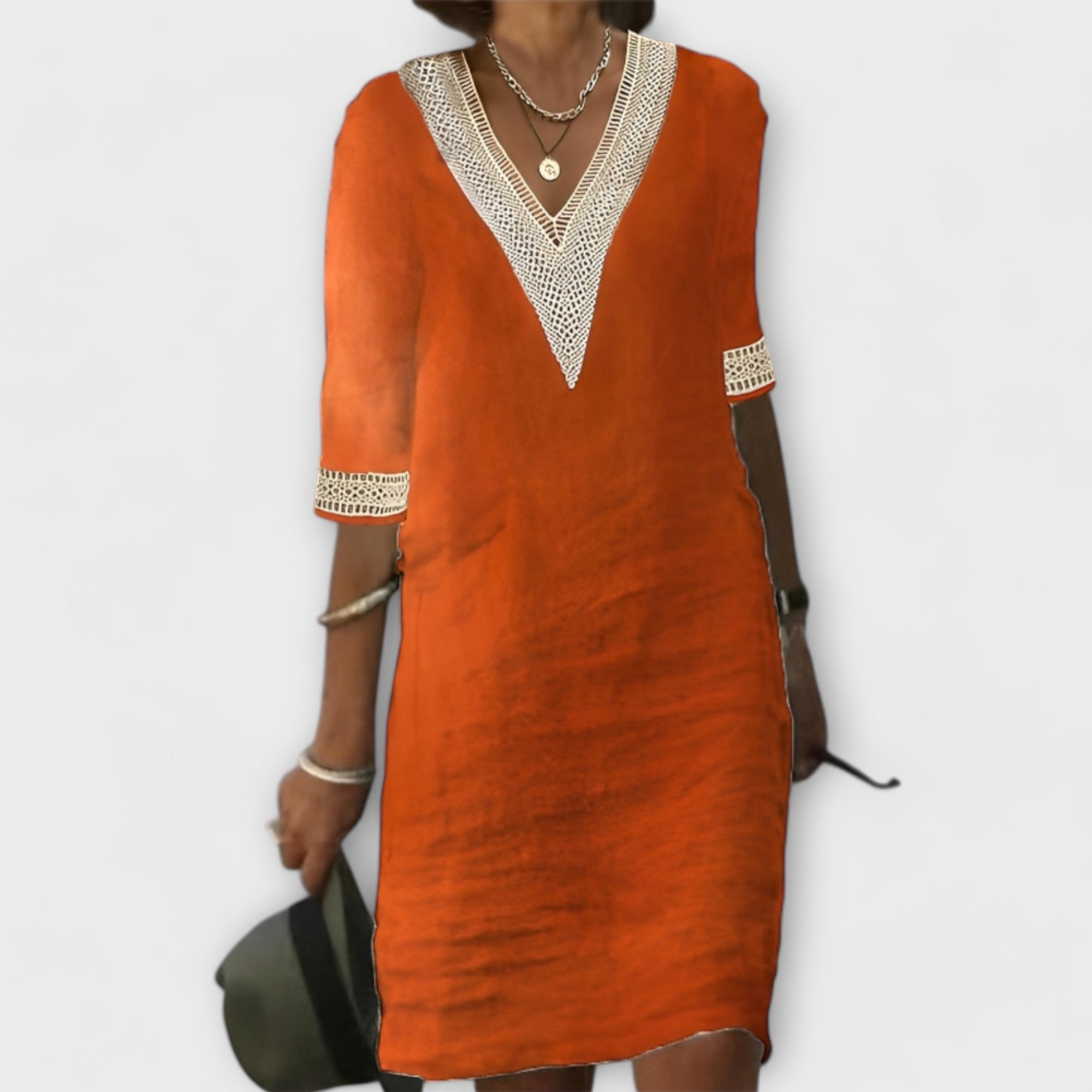 Vestido de mujer de algodón y lino