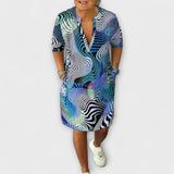Liora - Vestido de colores con escote en V