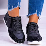 Zapatillas deportivas para mujer - Diseño con estampado de serpiente - Detalles de pedrería - Comodidad informal - Suela antideslizante