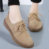 Zapatos Oxford para mujer - Elegantes de ante - Punta redonda - Suela cómoda y antideslizante