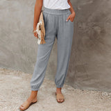 Pantalones casuales para mujer – Cintura elástica – Corte holgado – Tejido ligero y cómodo