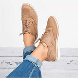 Zapatos Derby para Mujer - Piel de Ante - Detalle Brogue - Cordones - Suela Cómoda