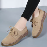 Zapatos Oxford para mujer - Elegantes de ante - Punta redonda - Suela cómoda y antideslizante