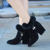 Botines de mujer - Tacón alto elegante - Forro de piel - Ante con cremallera