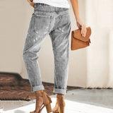 Jeans de mujer - Cintura alta - Cinturón de lazo - Ajuste cómodo - Estilo casual