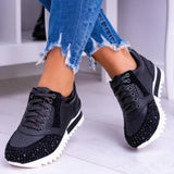 Zapatillas deportivas para mujer - Diseño con estampado de serpiente - Detalles de pedrería - Comodidad informal - Suela antideslizante