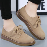 Zapatos Oxford para mujer - Elegantes de ante - Punta redonda - Suela cómoda y antideslizante