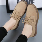 Zapatos Oxford para mujer - Elegantes de ante - Punta redonda - Suela cómoda y antideslizante