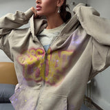 Sudadera con capucha y cremallera estilo streetwear vintage