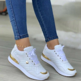 Zapatillas deportivas para mujer - Diseño acolchado - Detalles metálicos - Cordones cómodos