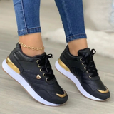 Zapatillas deportivas para mujer - Diseño acolchado - Detalles metálicos - Cordones cómodos