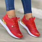 Zapatillas deportivas para mujer - Diseño acolchado - Detalles metálicos - Cordones cómodos