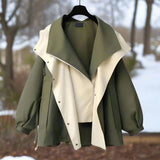 Chaqueta bicolor elegante, oversize y funcional para mujer