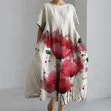 Vestido de mujer - Corte holgado y cómodo - Mangas cortas - Cuello redondo - Tejido ligero y transpirable