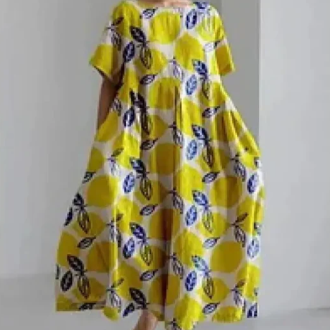 Vestido de mujer - Corte holgado y cómodo - Mangas cortas - Cuello redondo - Tejido ligero y transpirable