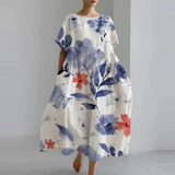 Vestido de mujer - Corte holgado y cómodo - Mangas cortas - Cuello redondo - Tejido ligero y transpirable
