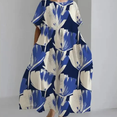 Vestido de mujer - Corte holgado y cómodo - Mangas cortas - Cuello redondo - Tejido ligero y transpirable