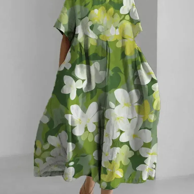 Vestido de mujer - Corte holgado y cómodo - Mangas cortas - Cuello redondo - Tejido ligero y transpirable