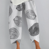 Pantalones anchos para mujer, cintura alta, tejido ligero, corte holgado y relajado.
