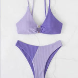 Bikini para mujer – Top push-up con aros – Cintura alta – Malla acanalada cómoda