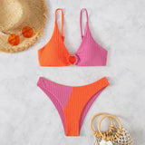 Bikini para mujer – Top push-up con aros – Cintura alta – Malla acanalada cómoda