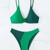 Bikini para mujer – Top push-up con aros – Cintura alta – Malla acanalada cómoda