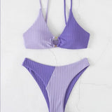 Bikini para mujer – Top push-up con aros – Cintura alta – Malla acanalada cómoda
