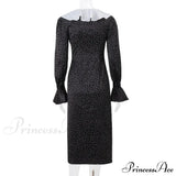 Nuevo vestido midi floral elegante e informal, estilo francés, mangas largas, tendencia otoñal.