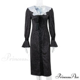 Nuevo vestido midi floral elegante e informal, estilo francés, mangas largas, tendencia otoñal.