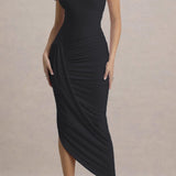 Vestido de noche maxi ajustado asimétrico