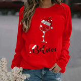 Sudadera de mujer – Corte holgado – Algodón suave – Cuello redondo – Mangas largas con estampado festivo
