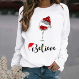 Sudadera de mujer – Corte holgado – Algodón suave – Cuello redondo – Mangas largas con estampado festivo