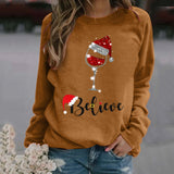 Sudadera de mujer – Corte holgado – Algodón suave – Cuello redondo – Mangas largas con estampado festivo