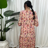 Vestido de mujer - Cuello en V - Corte fluido - Mangas 3/4 - Estampado animal moderno