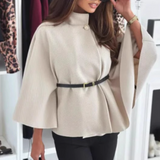 Capa de lana elegante y chic con cinturón para atar en la cintura.