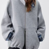 Sudadera informal con capucha y cuadros de patchwork