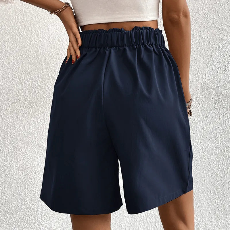 Shorts de mujer - Cintura alta - Corte holgado - Tejido ligero y transpirable - Bolsillos prácticos