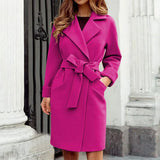 Gabardina de mujer – Corte entallado – Cinturón – Lana – Largo hasta la rodilla