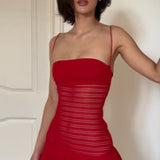 Vestido bandeau sexy, ajustado y elegante con tirantes finos, minivestido con tirantes finos