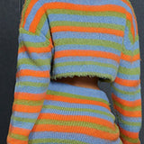 Chaleco con cremallera y rayas en bloques de color