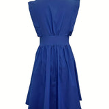Vestido sin mangas para mujer - Cintura ajustada - Escote clásico - Falda acampanada