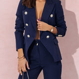 Traje Blazer para Mujer – Corte a Medida – Tejido de Lujo – Elegante Estilo Cruzado