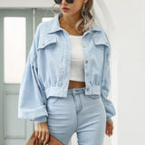Chaqueta corta de pana con botones